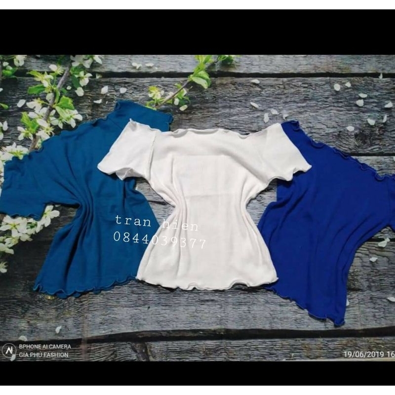 Áo bẹt vai thun gân fom dài