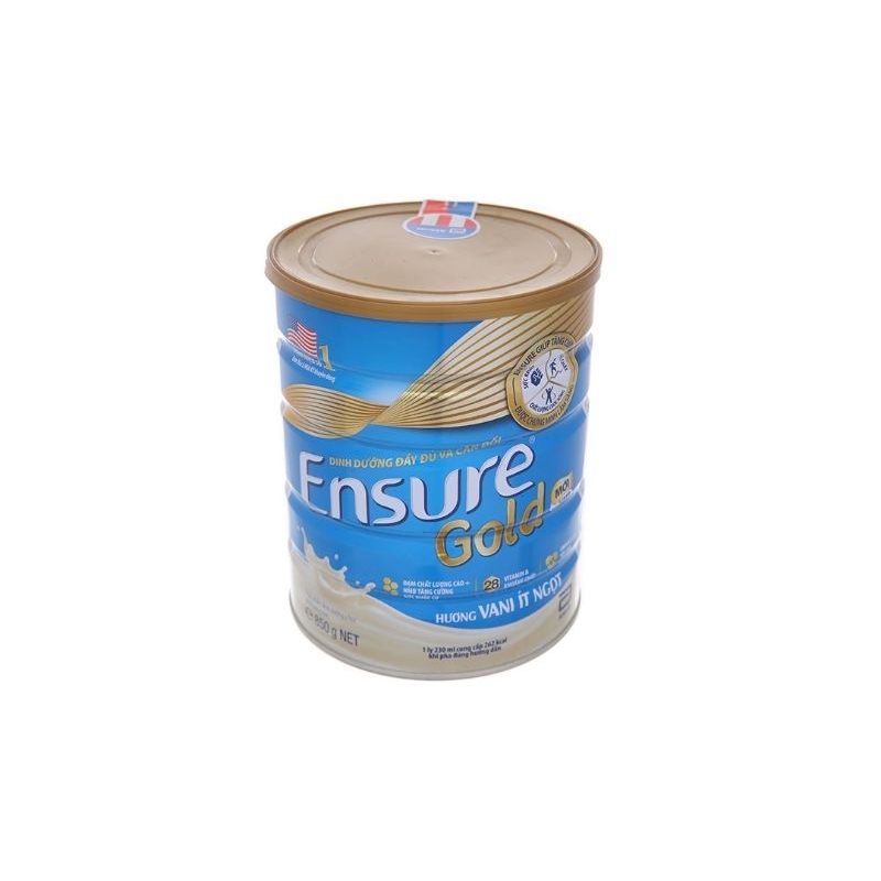 Sữa bột Ensure Gold bổ sung dinh dưỡng đầy đủ hương vani ít ngọt lon 850g.