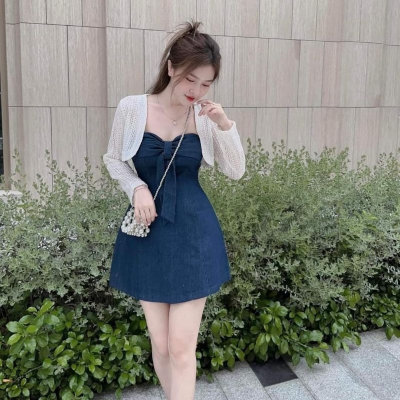 Váy jeam kèm khoác