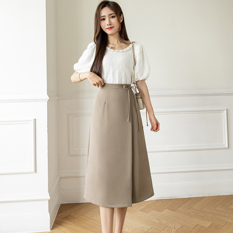 Chân váy chữ A 1 ly eo có kết hợp dây nơ trẻ trung  CV15