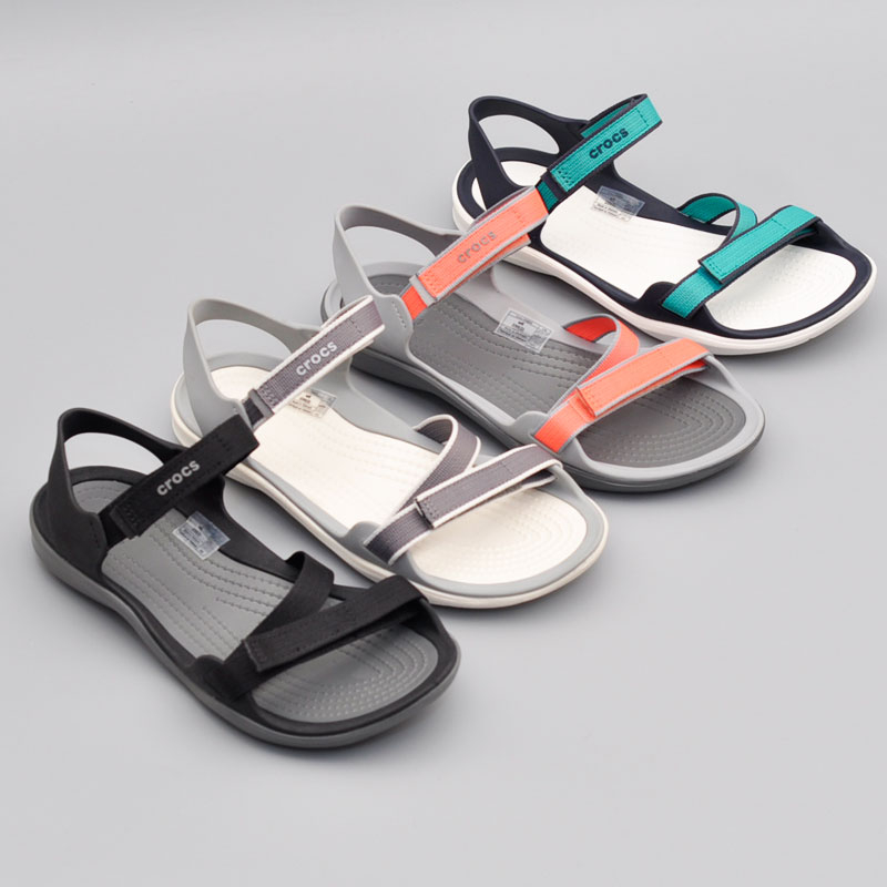 Sandal crocs swiftwater webbing nữ chất lượng cao, xăng đan crocs webbing đế bằng nhựa siêu nhẹ - Crocs House