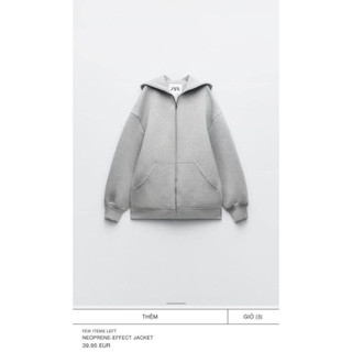 Áo khoác zara xuất xịn xám trơn basic có mũ dày dặn