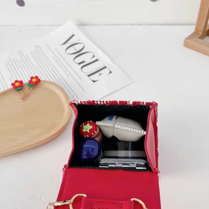 Túi Đeo Chéo Mini Vải Dạ, Quai Ngọc Cho Bé đáng yêu