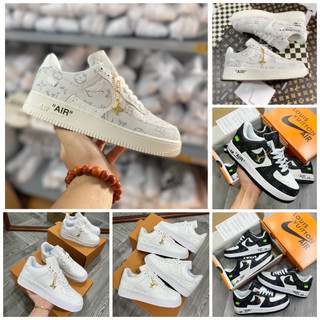 Giày thể thao AF1 LV Trắng Xám Đen, giầy sneaker air force 1 trắng in họa tiết luis nam nữ hót trend 2022 hàng FullBox