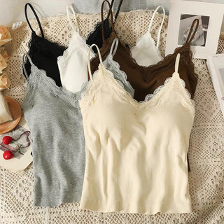 Áo bra thun tăm 2 dây viền ren dáng vừa hàng qc cao cấp loại