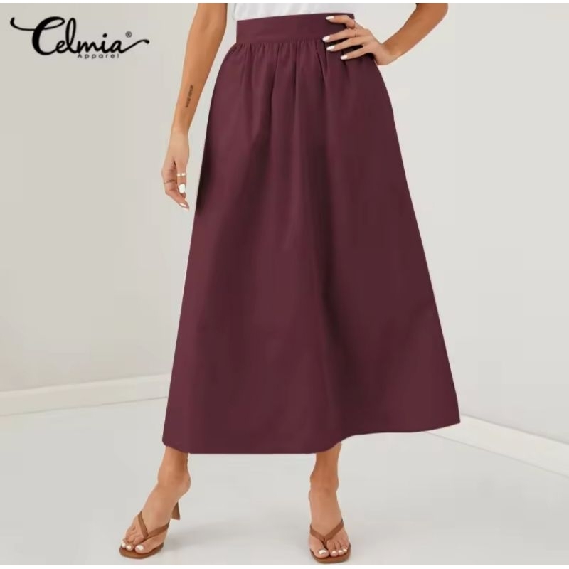 Chân váy maxi xếp li tiệc tối trang trọng váy xoè Celmia