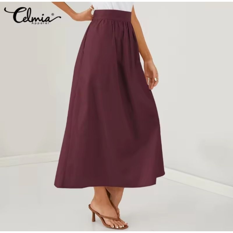 Chân váy maxi xếp li tiệc tối trang trọng váy xoè Celmia