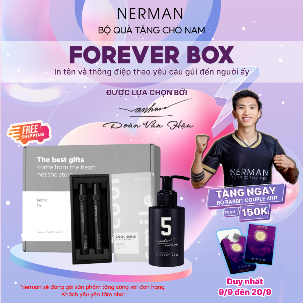 Bộ quà nam giới FOREVER BOX NERMAN Xịt thơm miệng Cool Smile 10ml/chai & Dung dịch vệ sinh 100ml