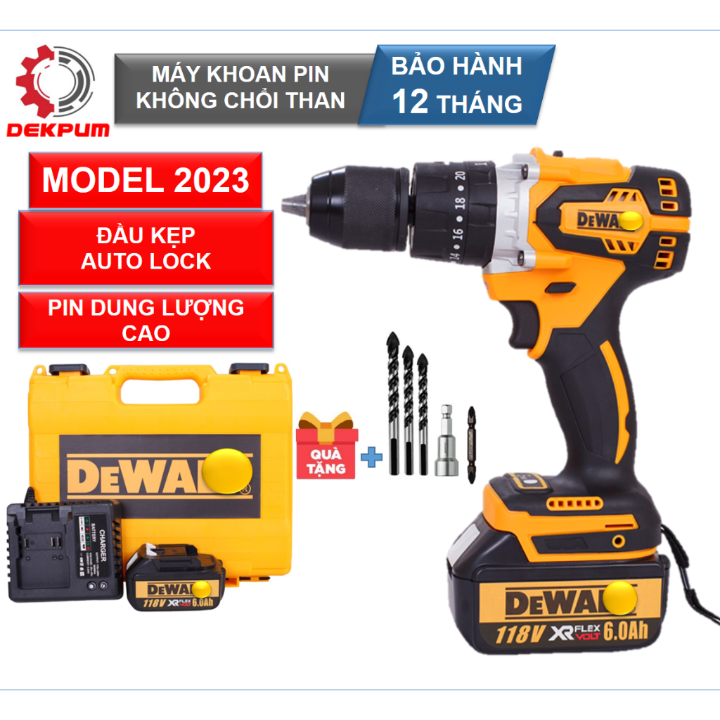 Máy Khoan Pin | Máy Khoan Pin Không Chổi Than 3 Chức Năng 118v | Pin 10cell Cao cấp | Khoan Tường | Bắt Vít | Khoan Gỗ