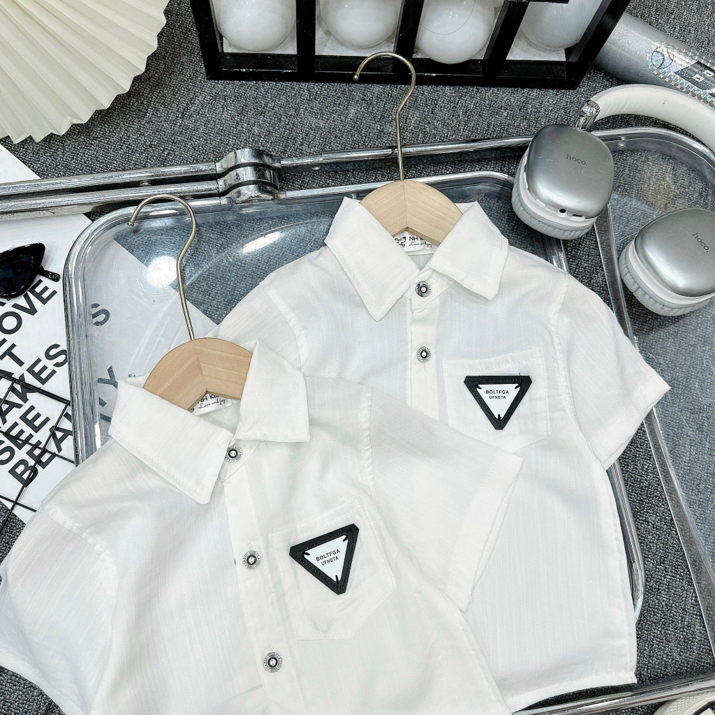 Áo sơmi đũi cộc tay BERNIE phong cách hàn quốc cho bé trai mặc đi học, đi chơi,TP KIDS