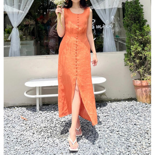 Đầm linen nút bọc - Ptlinen - mm4