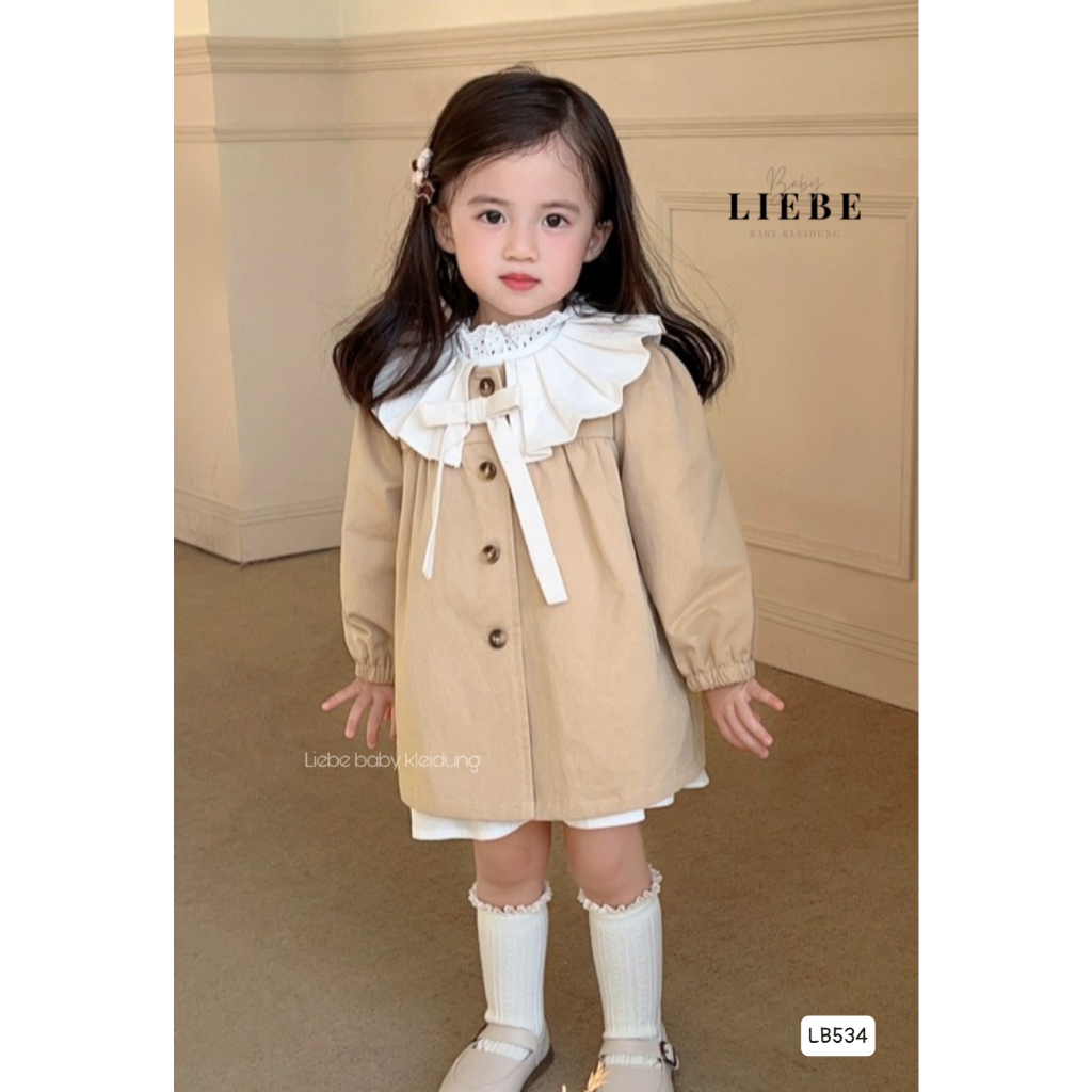 Áo khoác dáng váy kaki tiểu thư