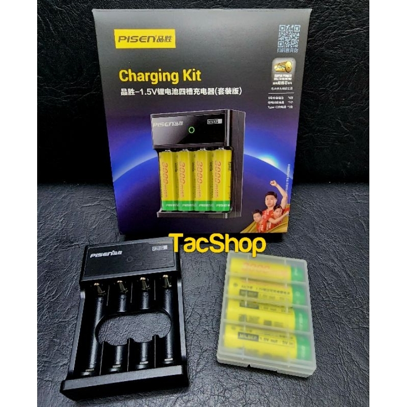 BỘ SẠC PIN AA, AAA 1.5V PISEN MILBEPD NJ-C009 Kèm 4 Pin Sạc AA Pisen 3000mah Chính Hãng