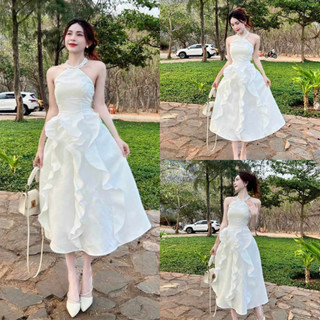 Đầm Nữ dáng xòe đi tiệc không tay sang trọng dự tiệc