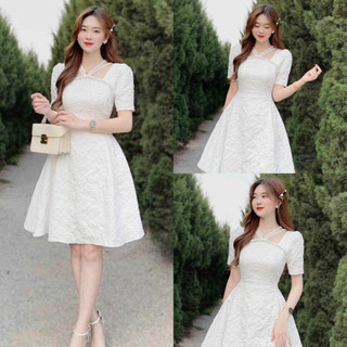 Đầm Nữ dáng xòe sang trọng dự tiệc vải gấm cao cấp