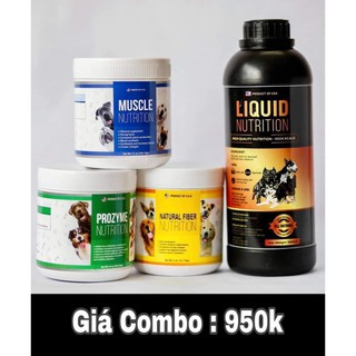 SET 4 SẢN PHẨM CỦA PET NUTRITION: LIQUID - MUSCLE - PROZYME - FIBER