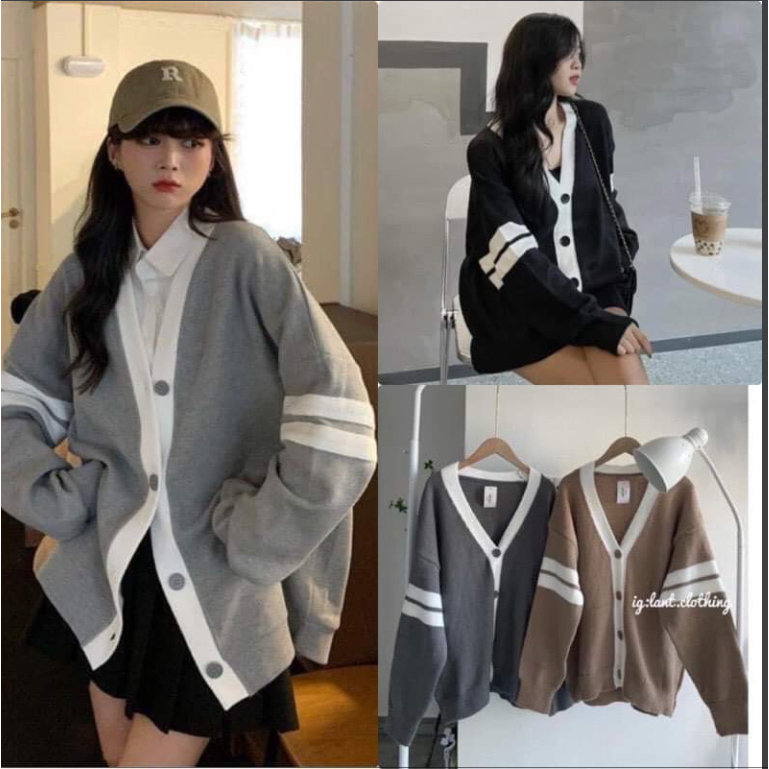 Áo khoác cadigan phối sọc viền tay siêu hot siêu đẹp HARIQUEENFASHIN