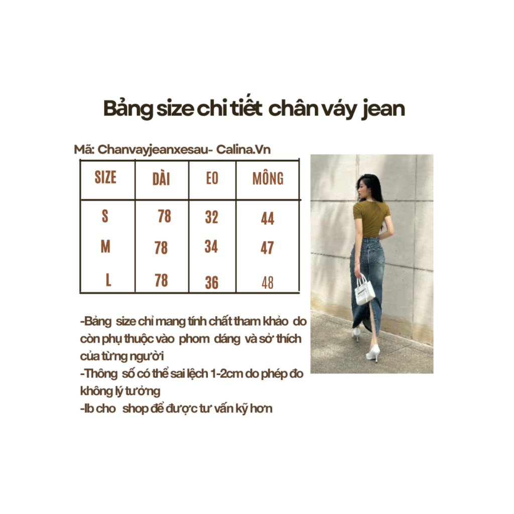 Hân váy jeans xanh dáng dài chữ A xẻ tà phía sau - Calina.vn - Chanvayjeanxesau_P11K1