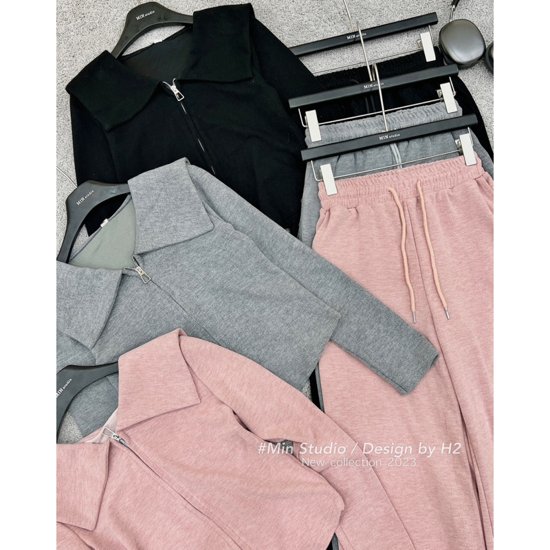 Set Bộ Len Cổ Bèo Khoá Zip 2 Chiều MIN • Melanie Boutique