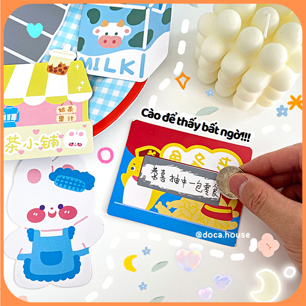 Bộ 30 Thẻ Cào May Mắn, Thẻ Cào Phần Thường Viết Tay Họa Tiết Hoạt Hình Dành Cho Học Sinh