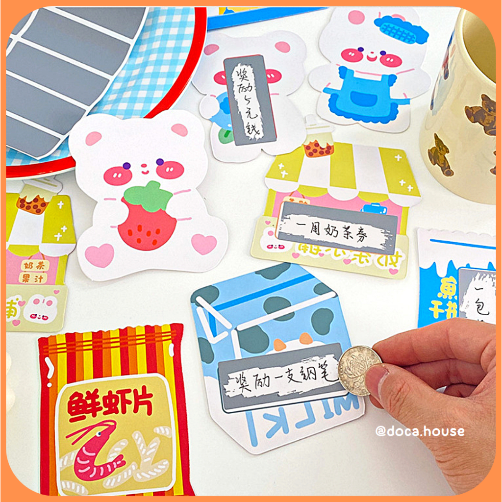 Bộ 30 Thẻ Cào May Mắn, Thẻ Cào Phần Thường Viết Tay Họa Tiết Hoạt Hình Dành Cho Học Sinh