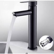 Vòi lavabo nóng lạnh cao cấp full đen (30cm)