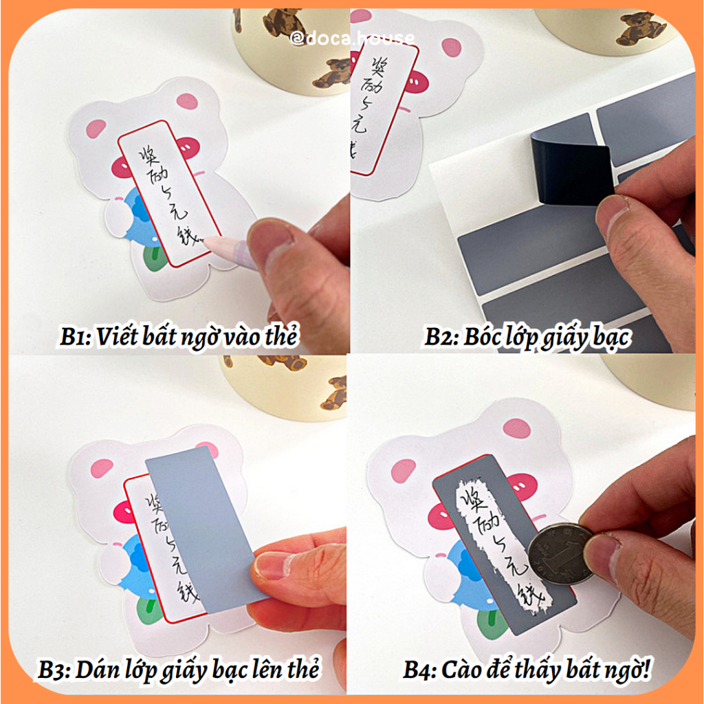 Bộ 30 Thẻ Cào May Mắn, Thẻ Cào Phần Thường Viết Tay Họa Tiết Hoạt Hình Dành Cho Học Sinh