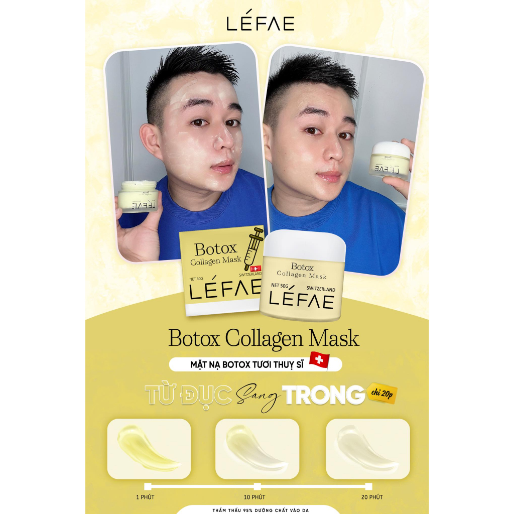 Mặt nạ botox tươi LÉFAE, mask botox collagen trẻ hoá, nạ phục hồi, săn chắc căng bóng mịn màng làn da-Kelly
