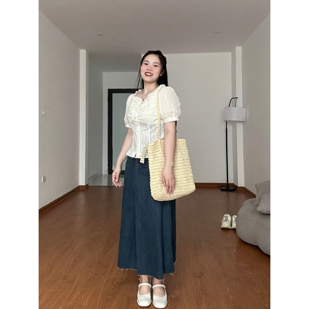 Chân váy jean BIGSIZE dáng dài M86671 55-95KG