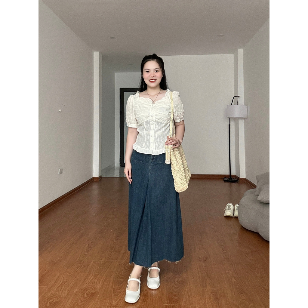 Chân váy jean BIGSIZE dáng dài M86671 55-95KG