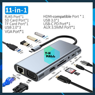 Bộ chuyển đổi hub 10 11 trong 1 USB type C sang USB3.0  / HDMI / PD / RJ45 / SD / TF card / VGA / Audio 3.5 10 11 in 1