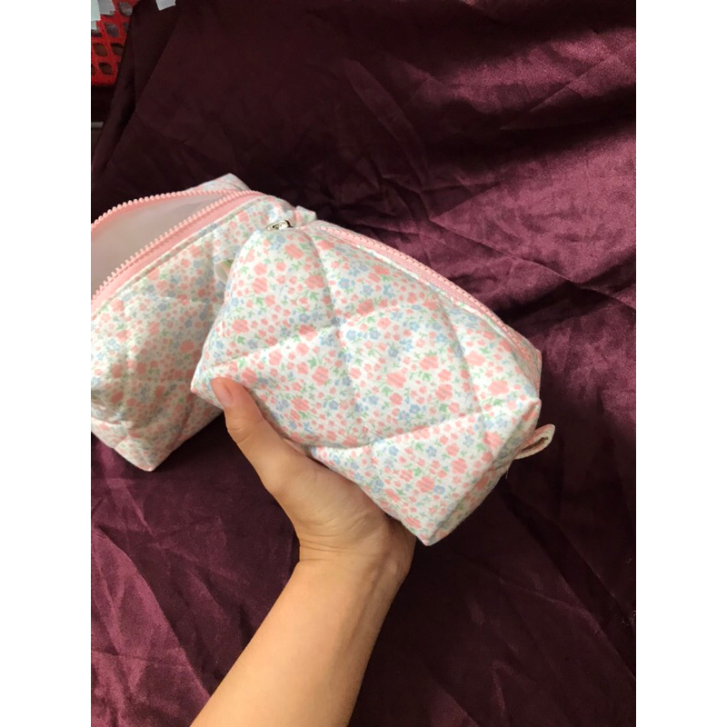 Hộp bút/ Pouch đựng mỹ phẩm hoa hồng baby