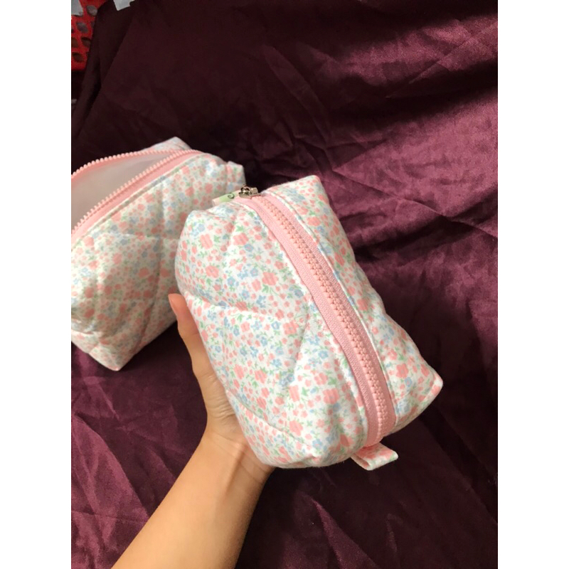 Hộp bút/ Pouch đựng mỹ phẩm hoa hồng baby