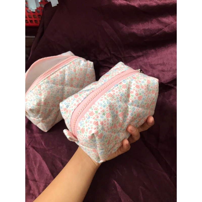 Hộp bút/ Pouch đựng mỹ phẩm hoa hồng baby