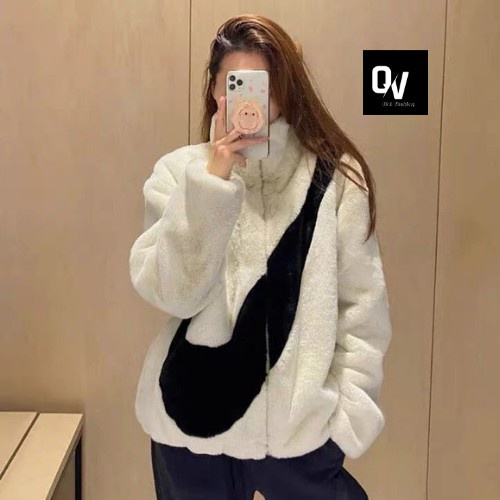 Áo khoác lông cừu cổ cao nam nữ,Áo khoác lông NIKE chính hãng bản đẹp-BX97