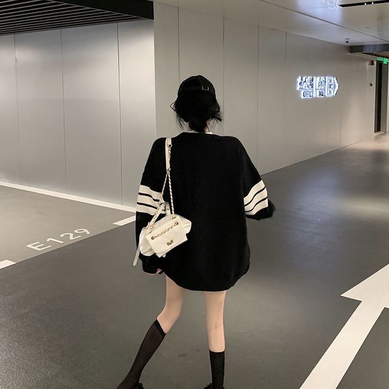 Áo khoác ngoài cardigan len Thom kẻ 3 sọc chuẩn Hàn Quốc, form unisex cho cả nam và nữ