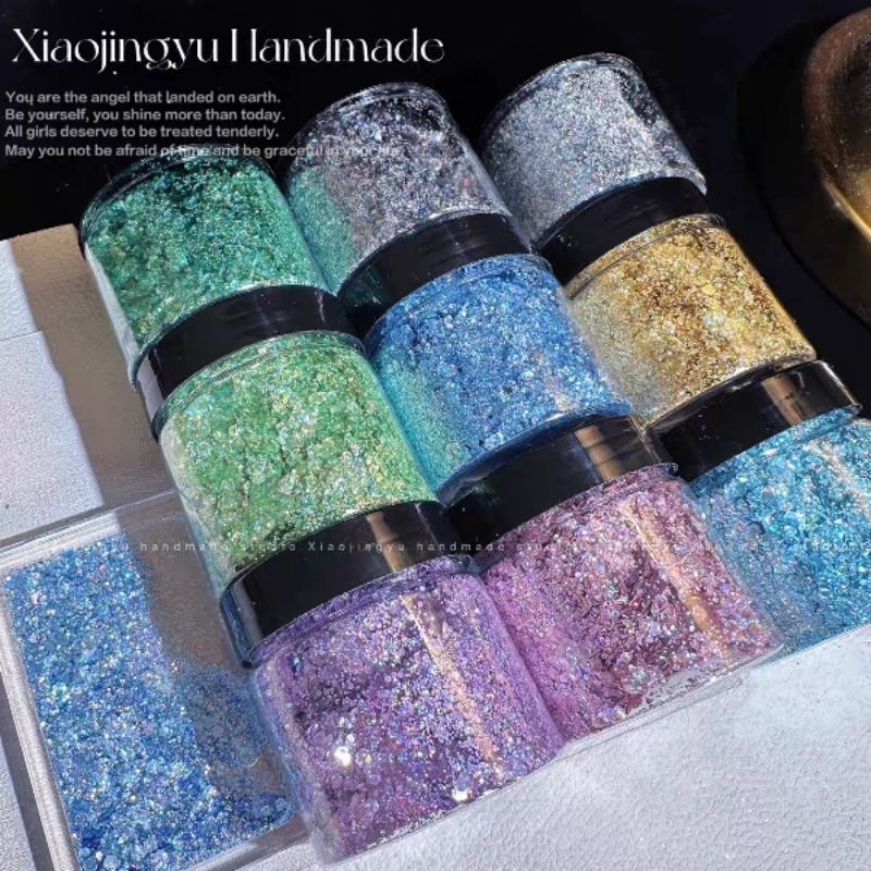 Kim tuyến nhũ ánh hologram nhiều màu làm tranh cát chảy lót ly cát chảy
