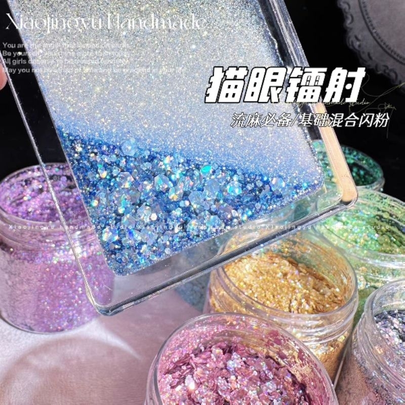 Kim tuyến nhũ ánh hologram nhiều màu làm tranh cát chảy lót ly cát chảy