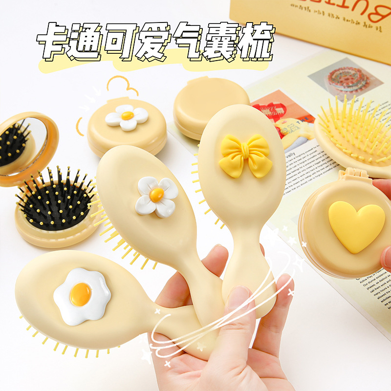 LƯỢC GƯƠNG GẤP GỌN MASSAGE BỎ TÚI HOẠ TIẾT DỄ THƯƠNG