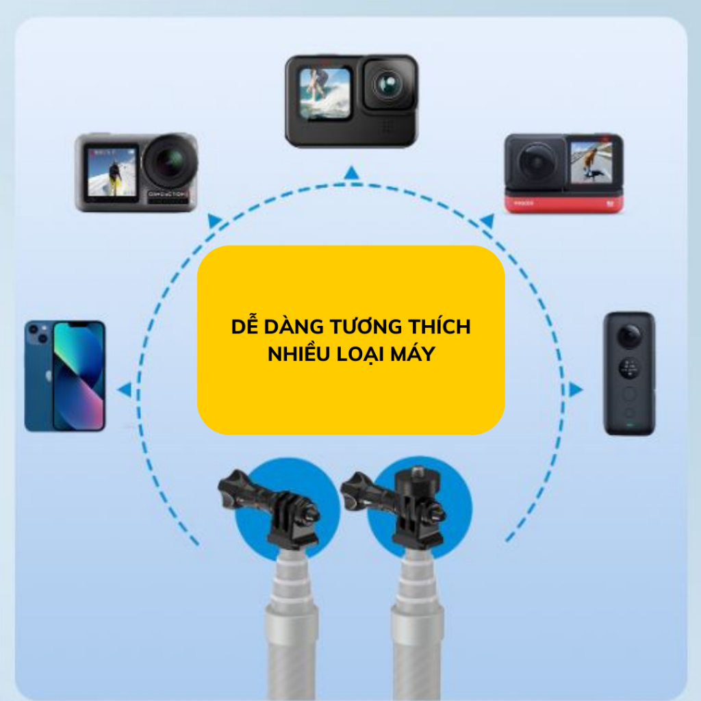 Gậy 3M Telesin Carbon fiber tàng hình dành cho Insta360 , Actioncam, Gopro, cực kì chắc chắn góc quay độc đáo