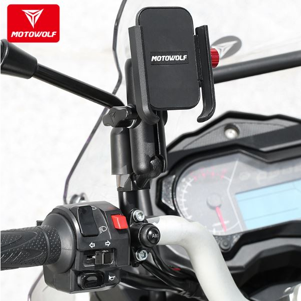 Giá đỡ điện thoại MOTOWOLF chính hãng MDL2821 gắn chân gương, ghi đông có sạc