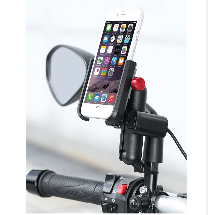 Giá đỡ điện thoại MOTOWOLF chính hãng MDL2821 gắn chân gương, ghi đông có sạc