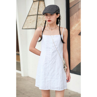 Đầm 2 dây nữ olari dáng chữ a đính nút ngọc - ol377