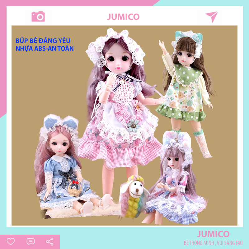 Đồ chơi cho bé gái búp bê barbie cao 30cm có khớp giá rẻ JUMICO BUB3