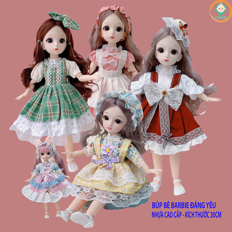 Đồ chơi cho bé gái búp bê barbie cao 30cm có khớp giá rẻ JUMICO BUB3