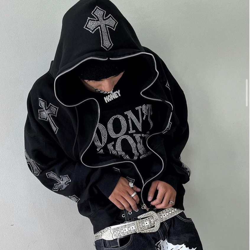 Áo Hoodie bản đính đá chữ thập Hàng dày dặn 1kg