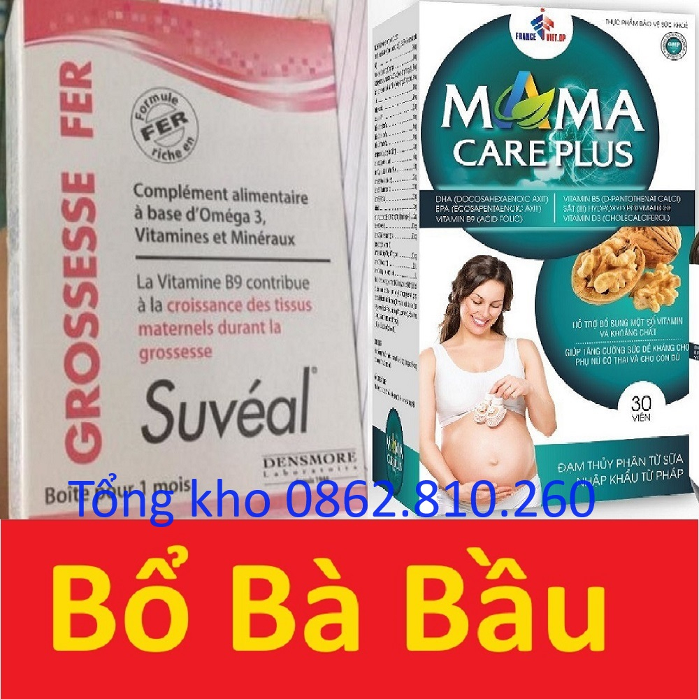 Grossesse fer bổ bà bầu suveal  hộp 30viên date mới và mama care plus