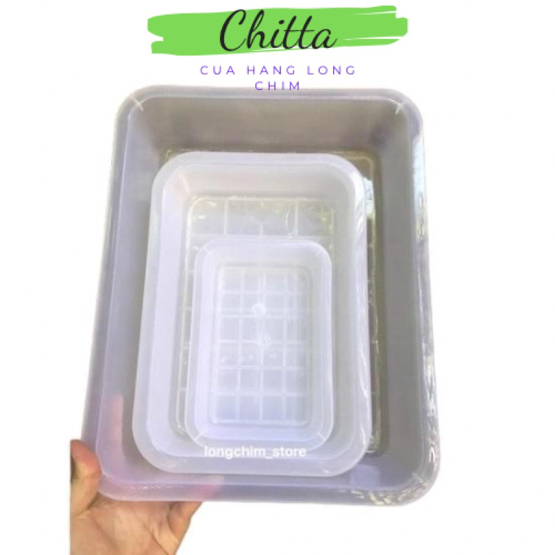 Khay nhựa trắng cứng 3 size đựng đồ dùng học tập, đựng giấy A4, cho gà chim tắm và ăn