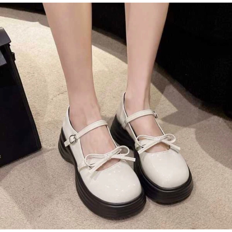 Giày Búp Bê Đính Nơ Nữ Tính Phong Cách Lolita Dễ Phối