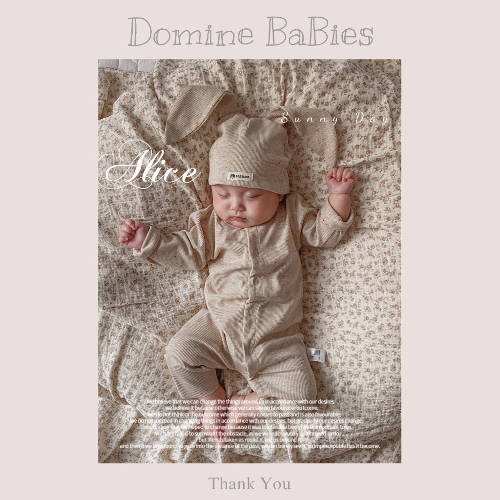 Bộ quần áo tặng kèm mũ suit liền thân Tai thỏ mẫu mới nhất chuẩn hãng Bbmama